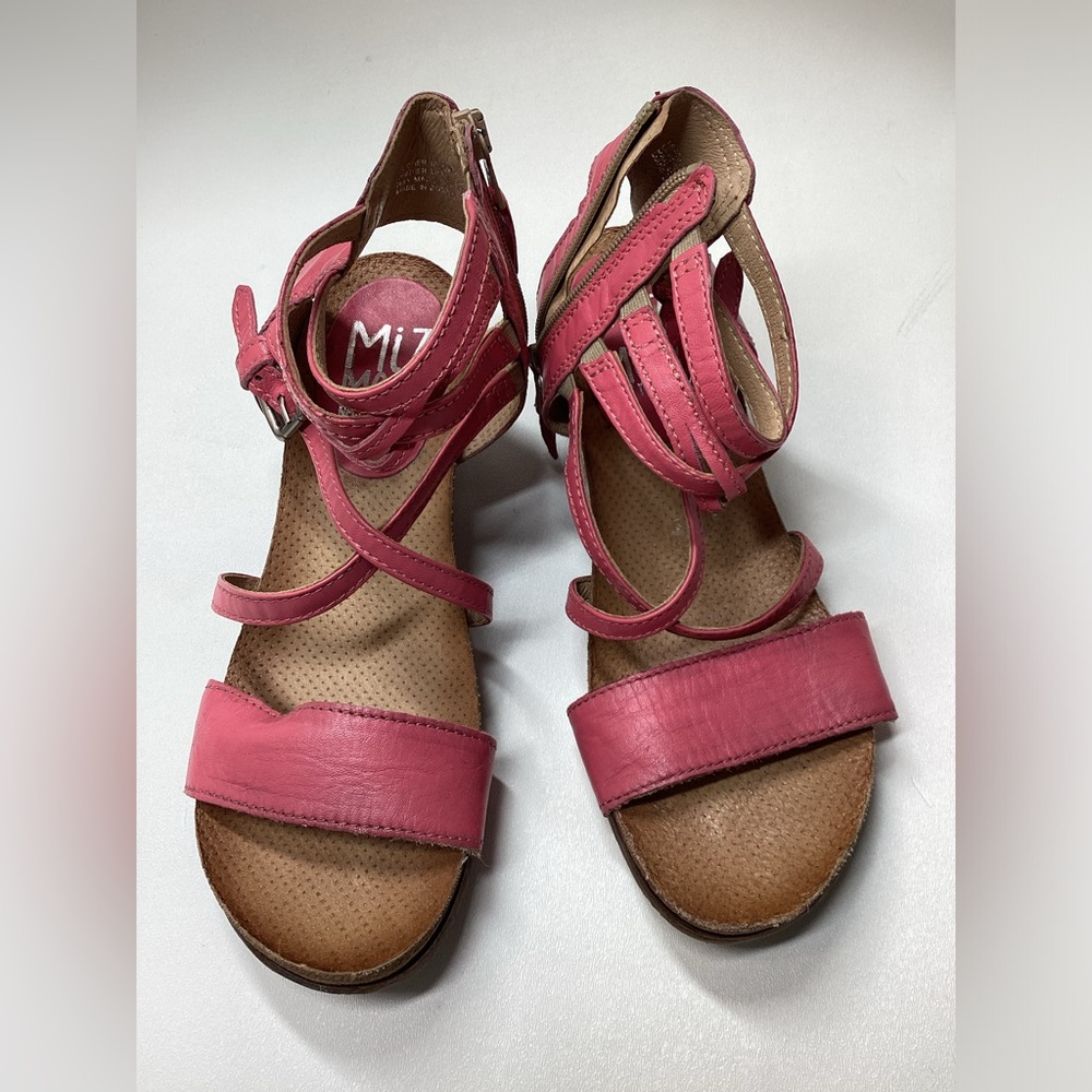 Miz Mooz Pink Multi-Strap Ankle Buckle Sandals